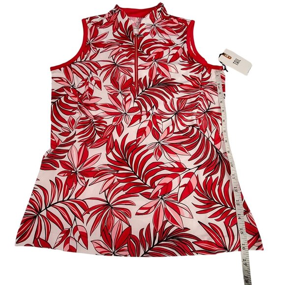 Sleeveless Red & White Summer Leaves Golf Top By Tail With UPF 50 Protection  S - Picture 4 of 10